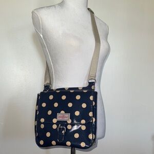 Cath Kidston Dark Blue and Cream Polka Dot Crossbody Bag